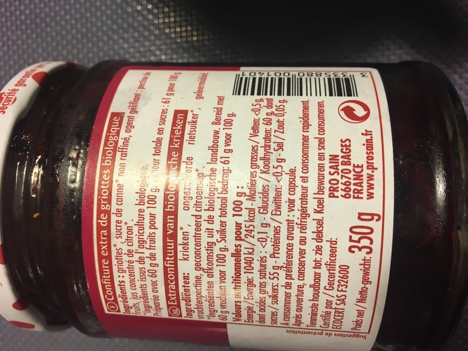 Prosain Confiture extra de Griotte BIO packshot