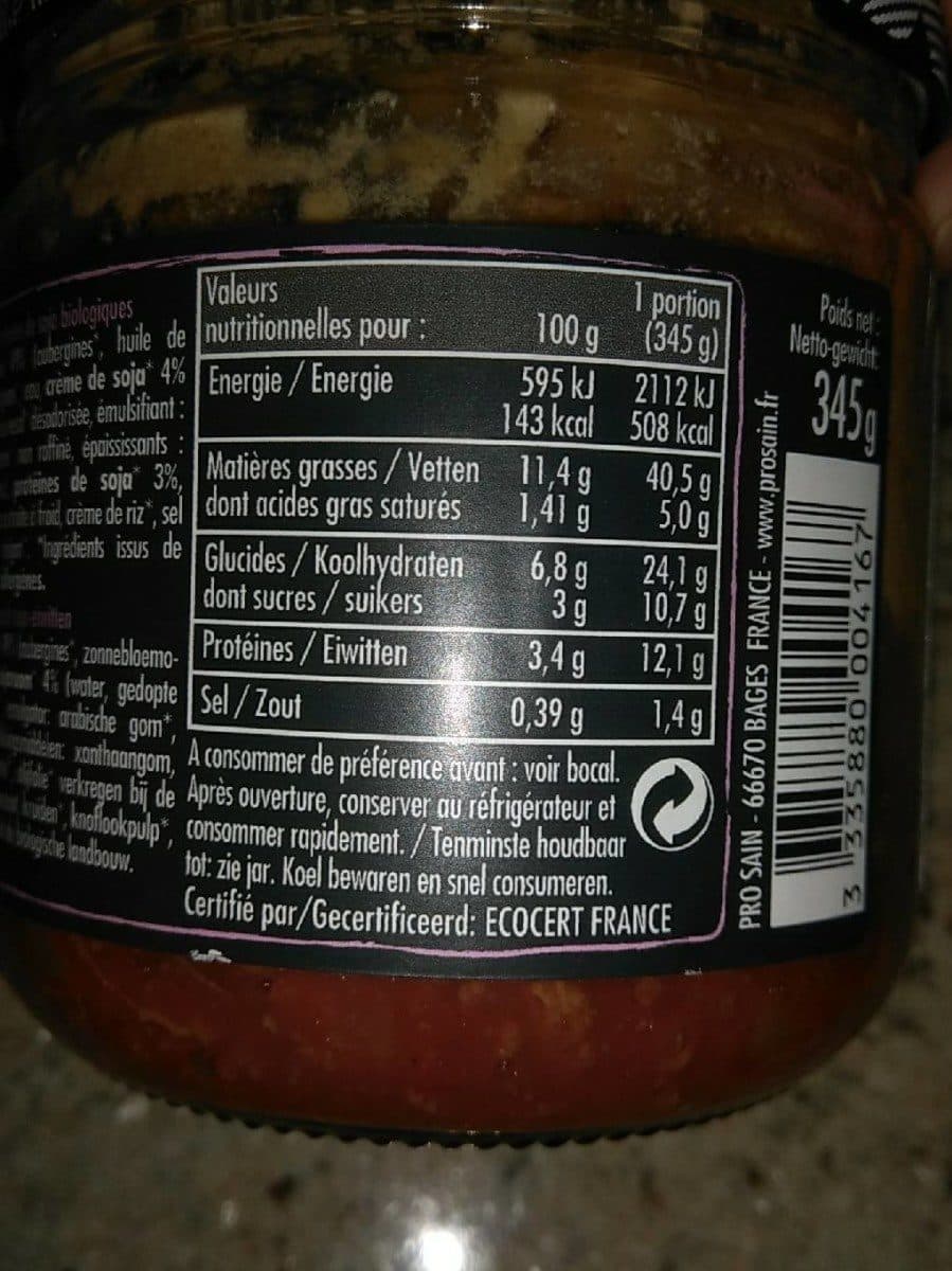 Prosain Moussaka aux aubergines et au soja packshot