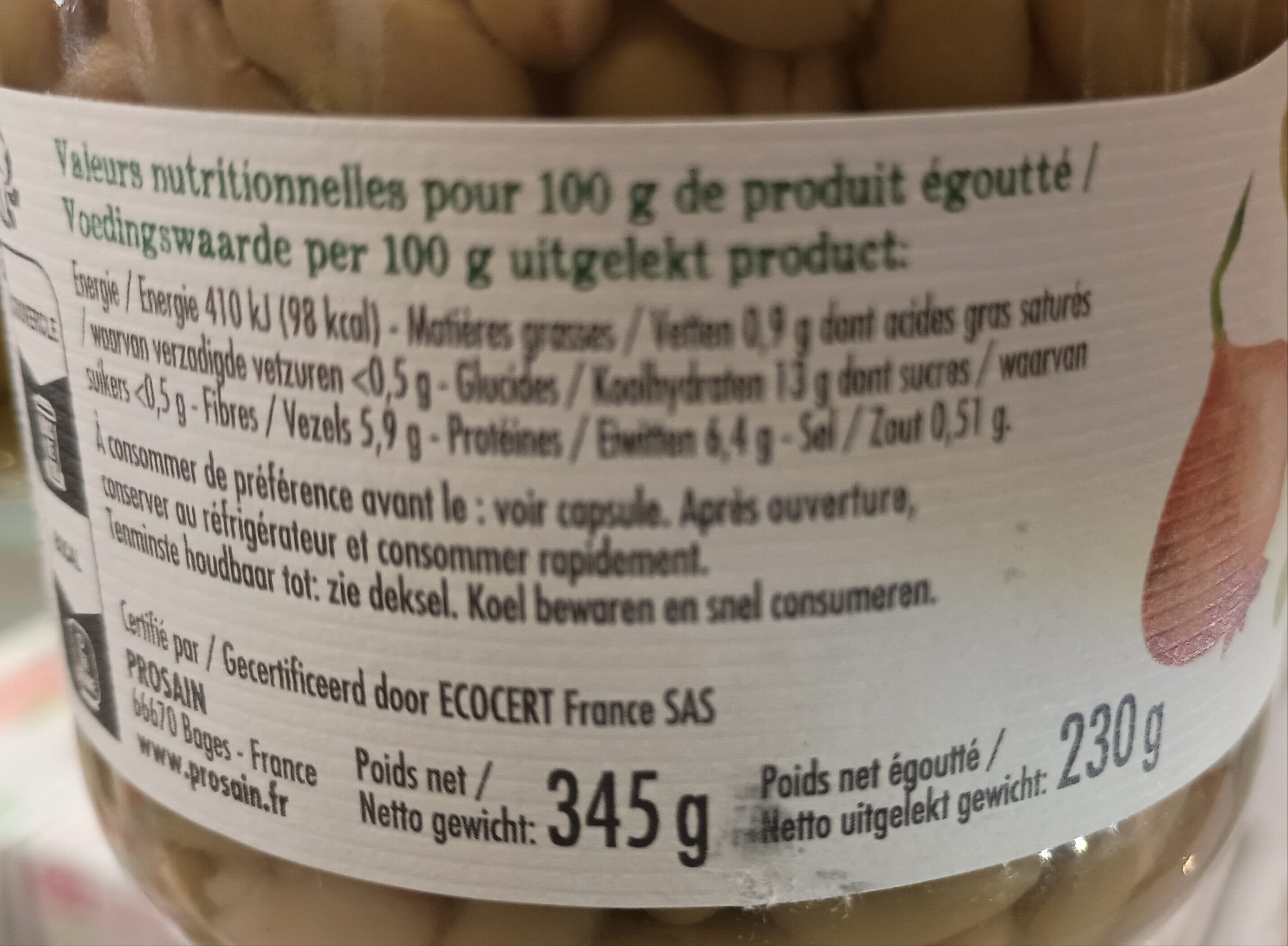 Prosain Flageolets verts préparés packshot