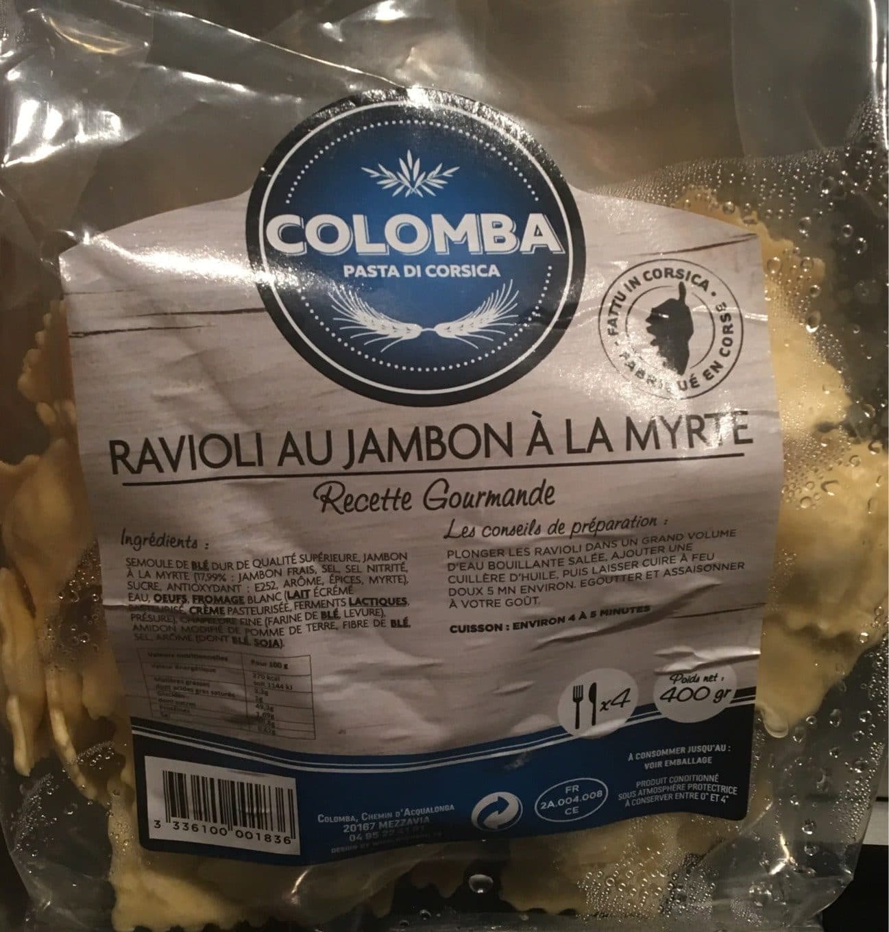colomba pasta di corsica Ravioli au jambon à la mytte packshot