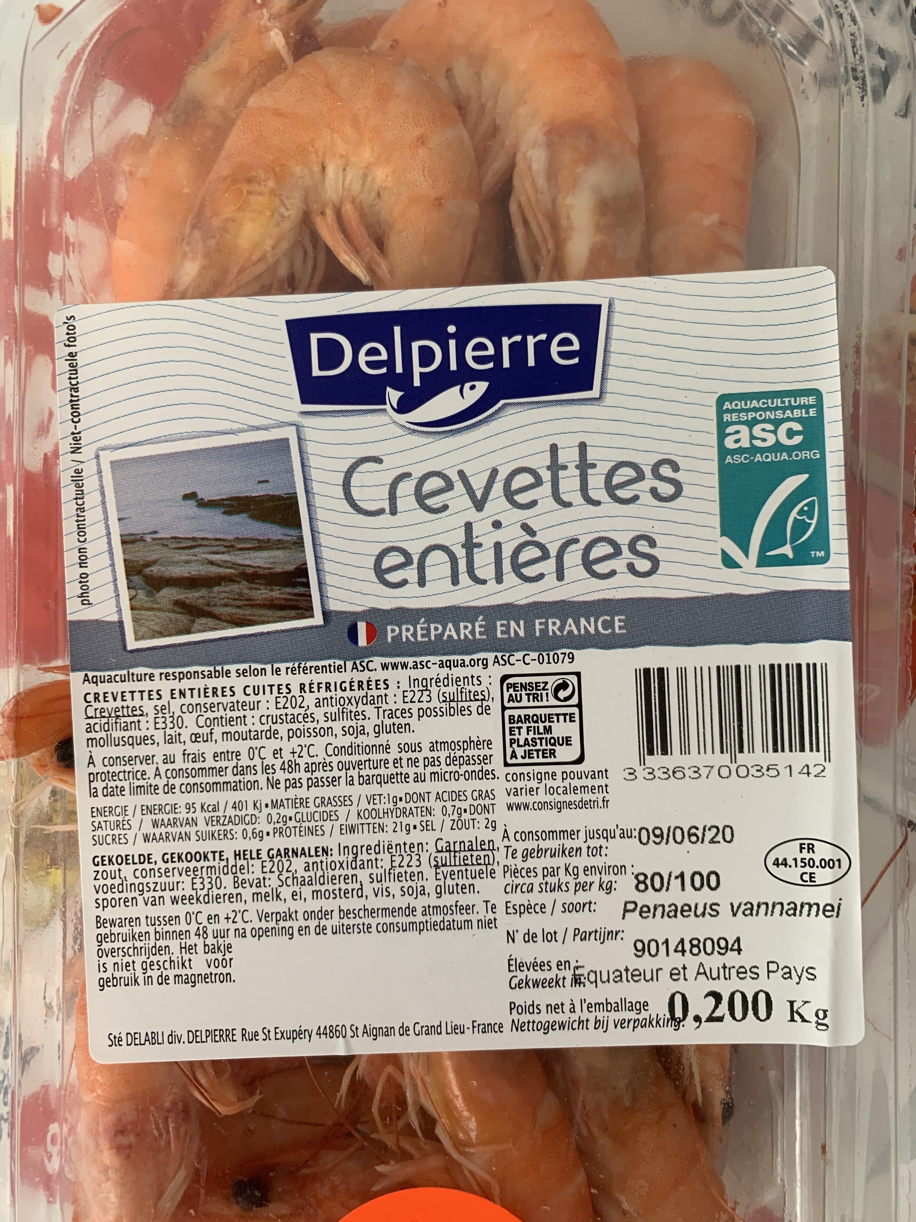 Delpierre Crevettes entières packshot