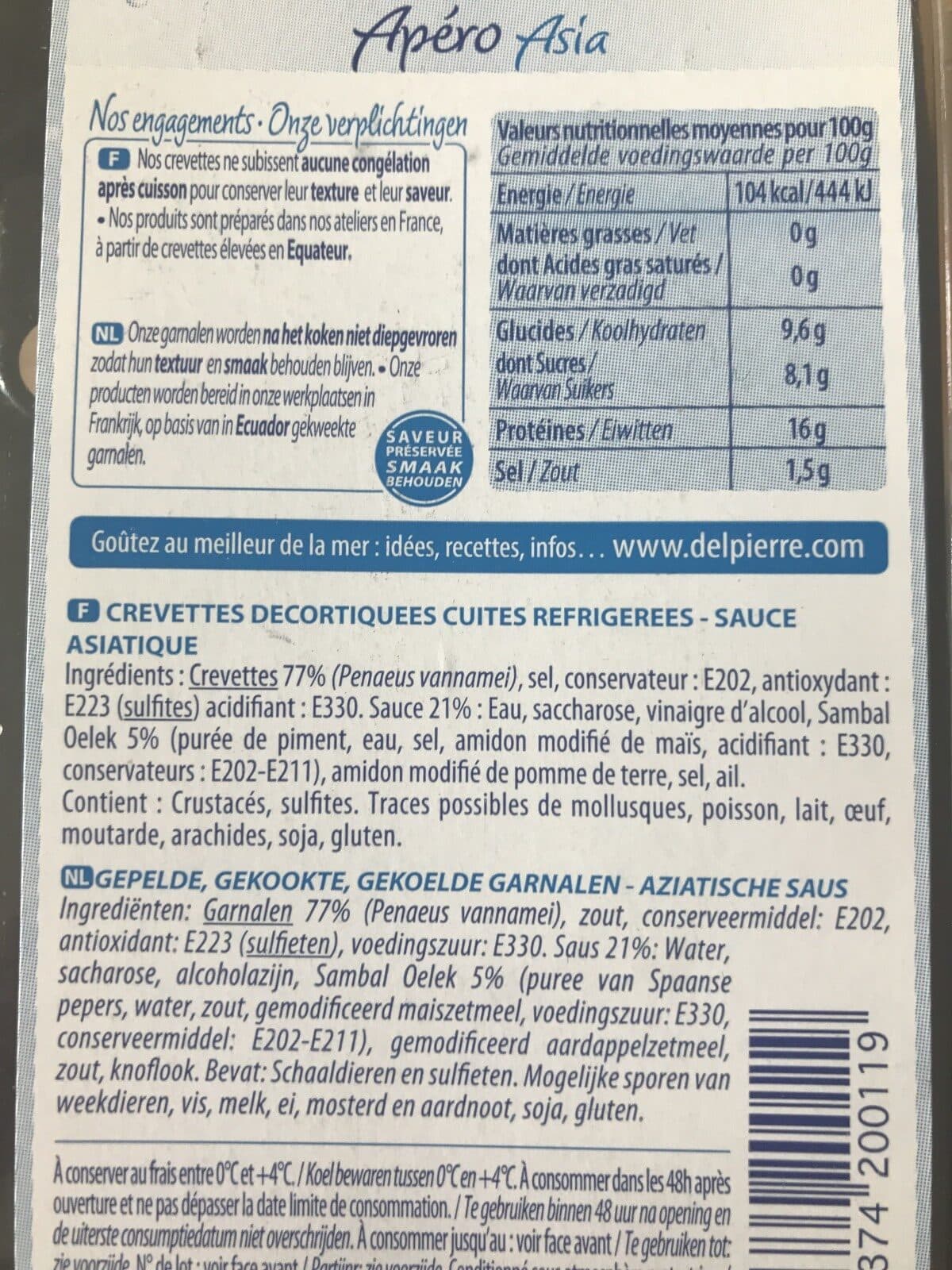 Delpierre Crevettes avec sauve asiatique packshot