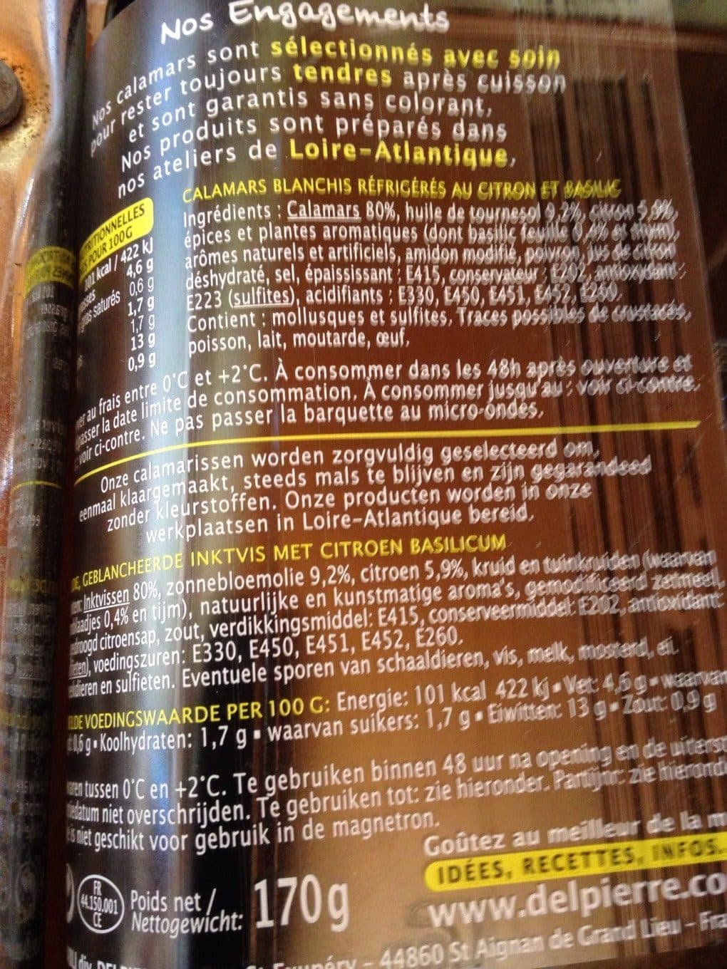Delpierre Calamars Marinés Citron Basilic packshot