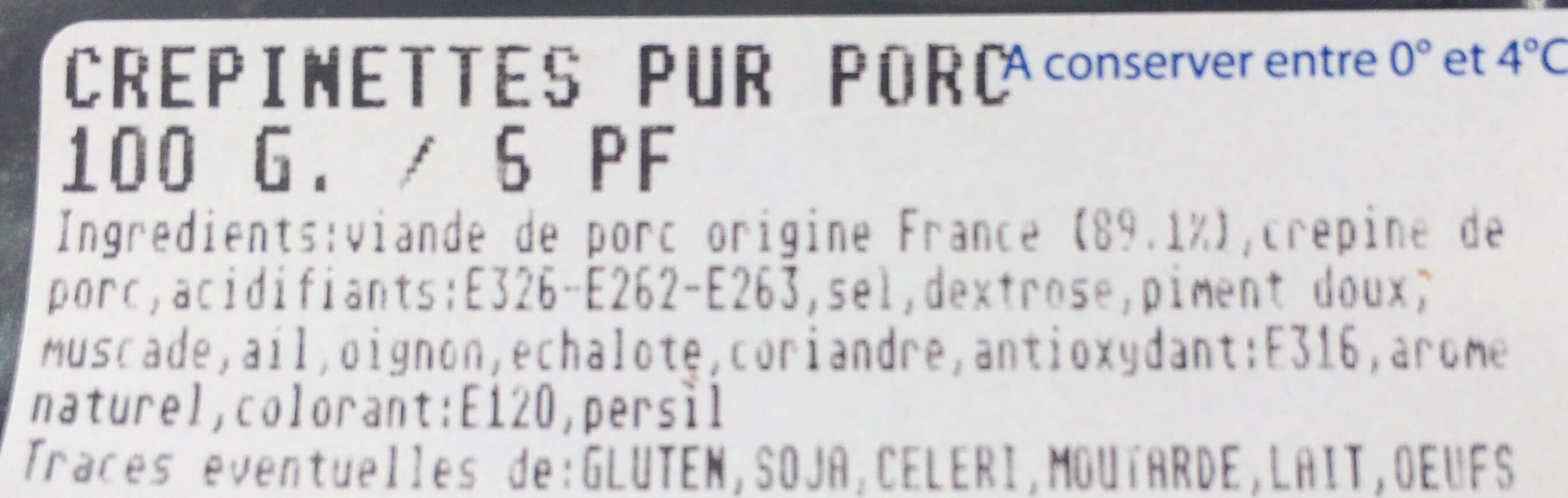 Charcuterie Des Flandres Crepinettes pur porc packshot