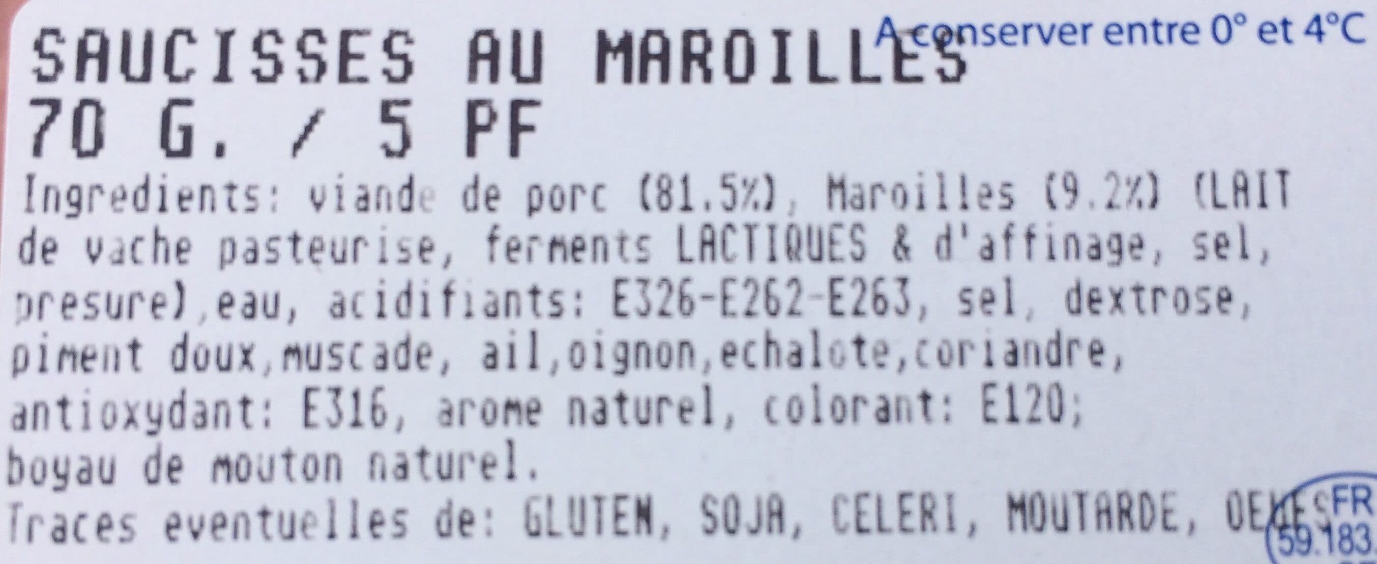 Charcuterie Des Flandres Charcuterie Flandres, Saucisses au maroilles, la barquette de 370 g packshot