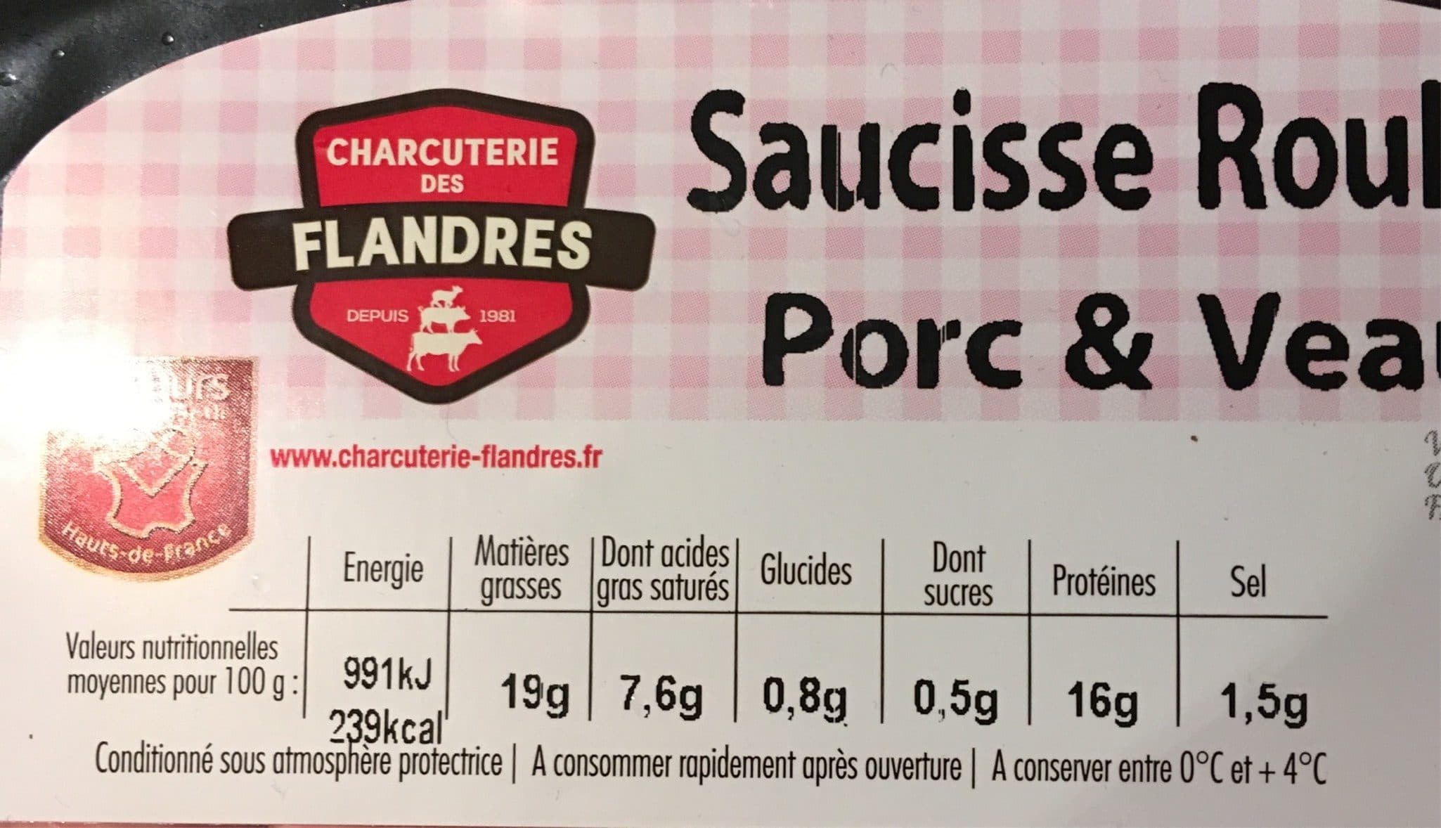 Charcuterie des Flandres Saucisse roulée porc et veau packshot