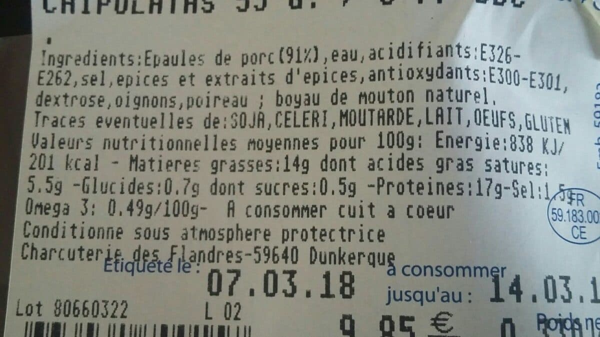Open Food Facts Chipolatas packshot