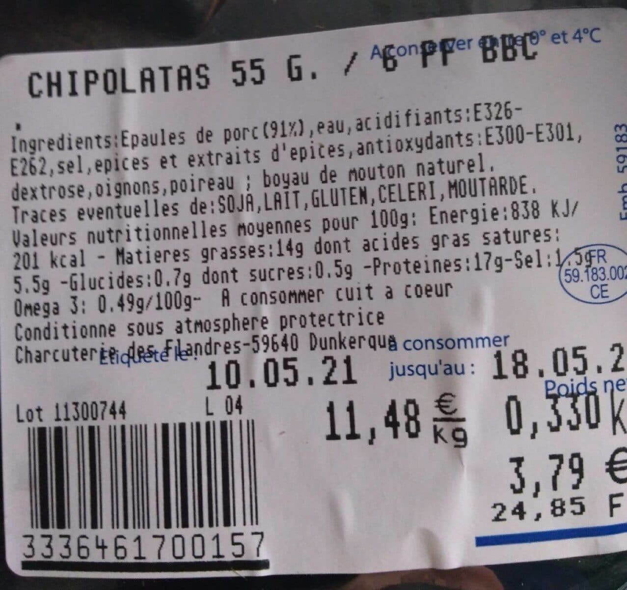 Open Food Facts Chipolatas packshot