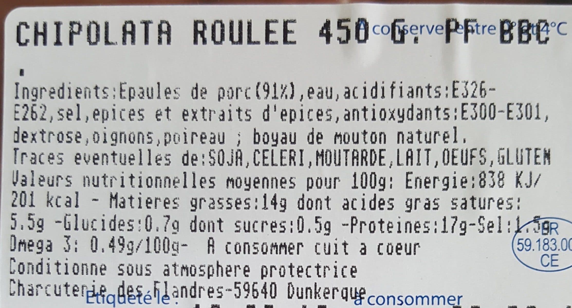 Open Food Facts Chipolata roulée packshot