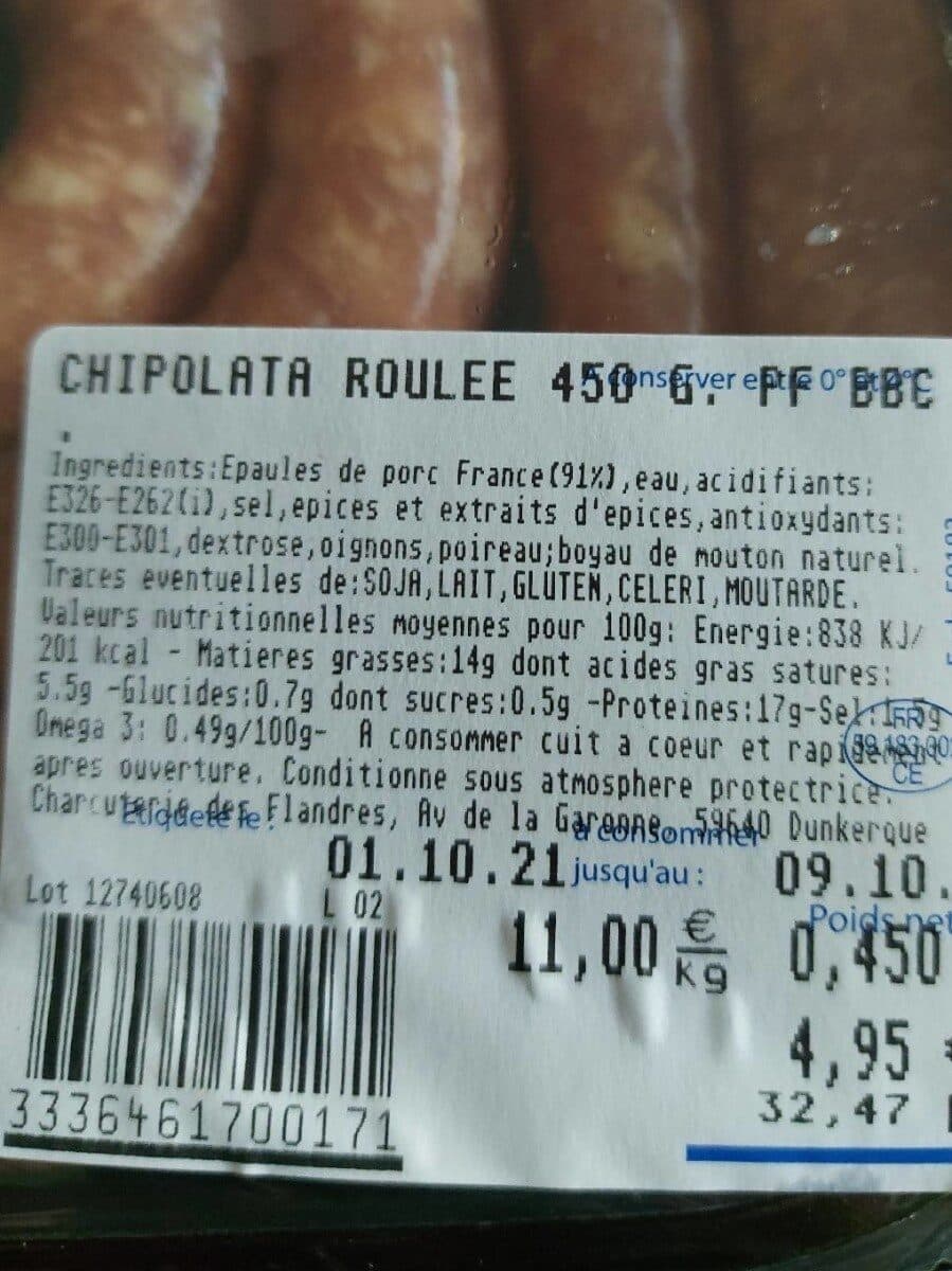 Open Food Facts Chipolata roulée packshot