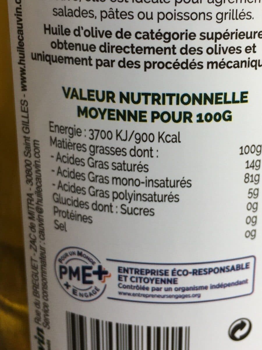 Cauvin Huile d'olive vierge extra packshot