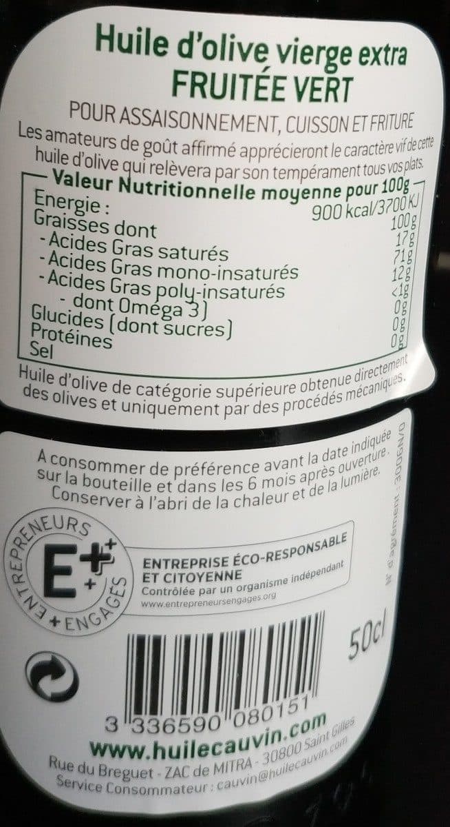 Cauvin Huile d'olive vierge extra packshot