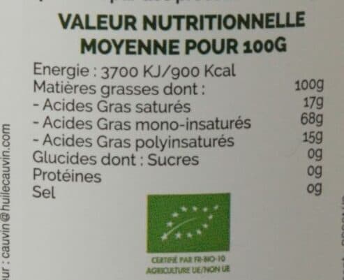 Cauvin Huile vierge extra biologique packshot