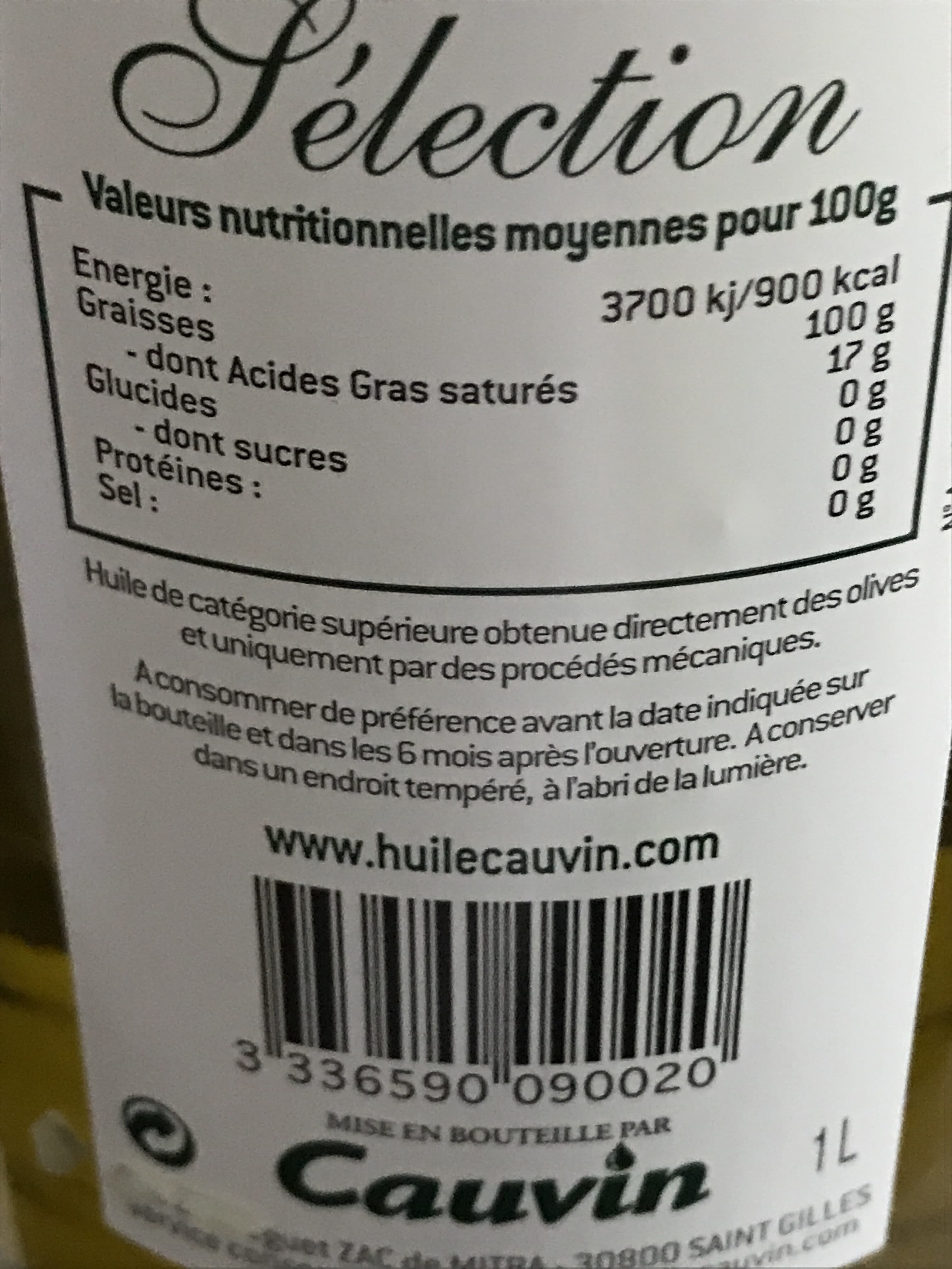 Cauvin Huile d'olive vierge extra packshot