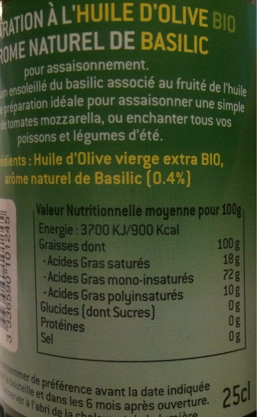 Cauvin Préparation à l'Huile d'olive arôme Basilic Bio Cauvin packshot