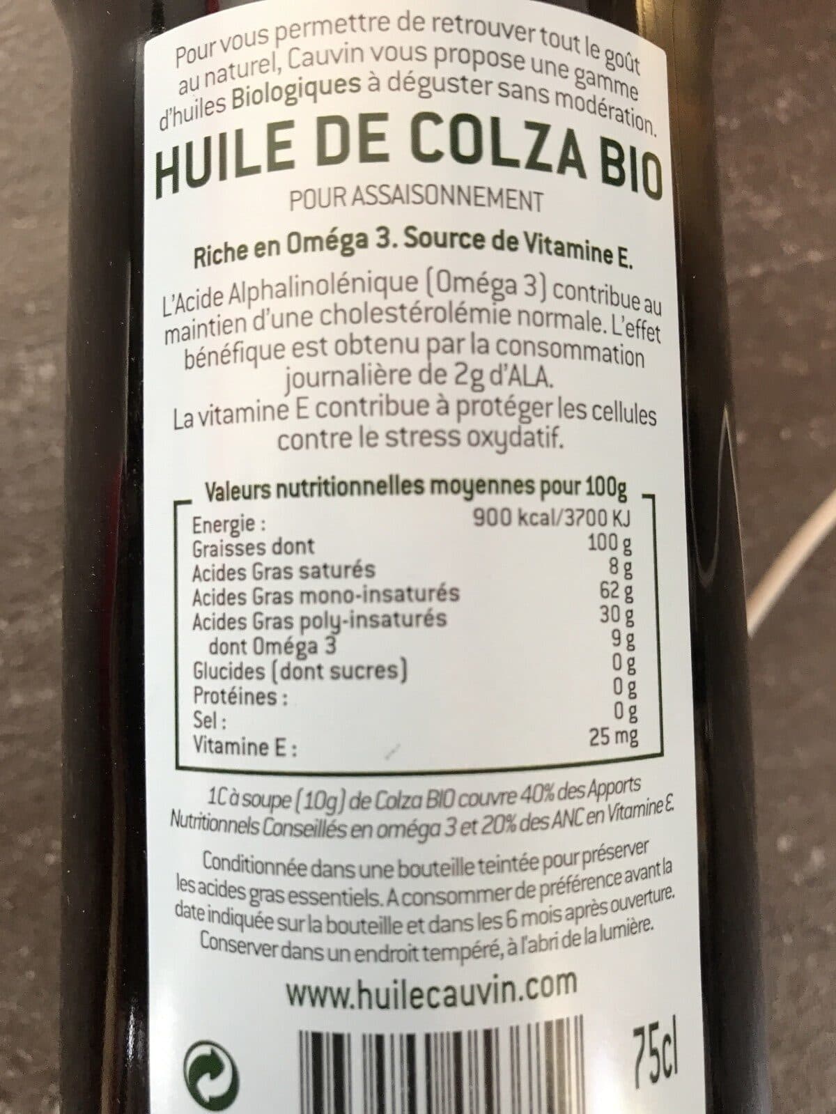 Cauvin Huile vierge de colza packshot
