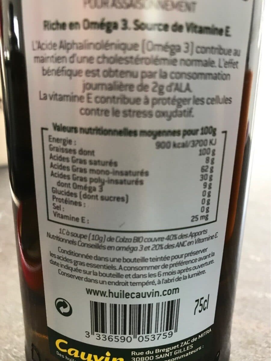 Cauvin Huile vierge de colza packshot