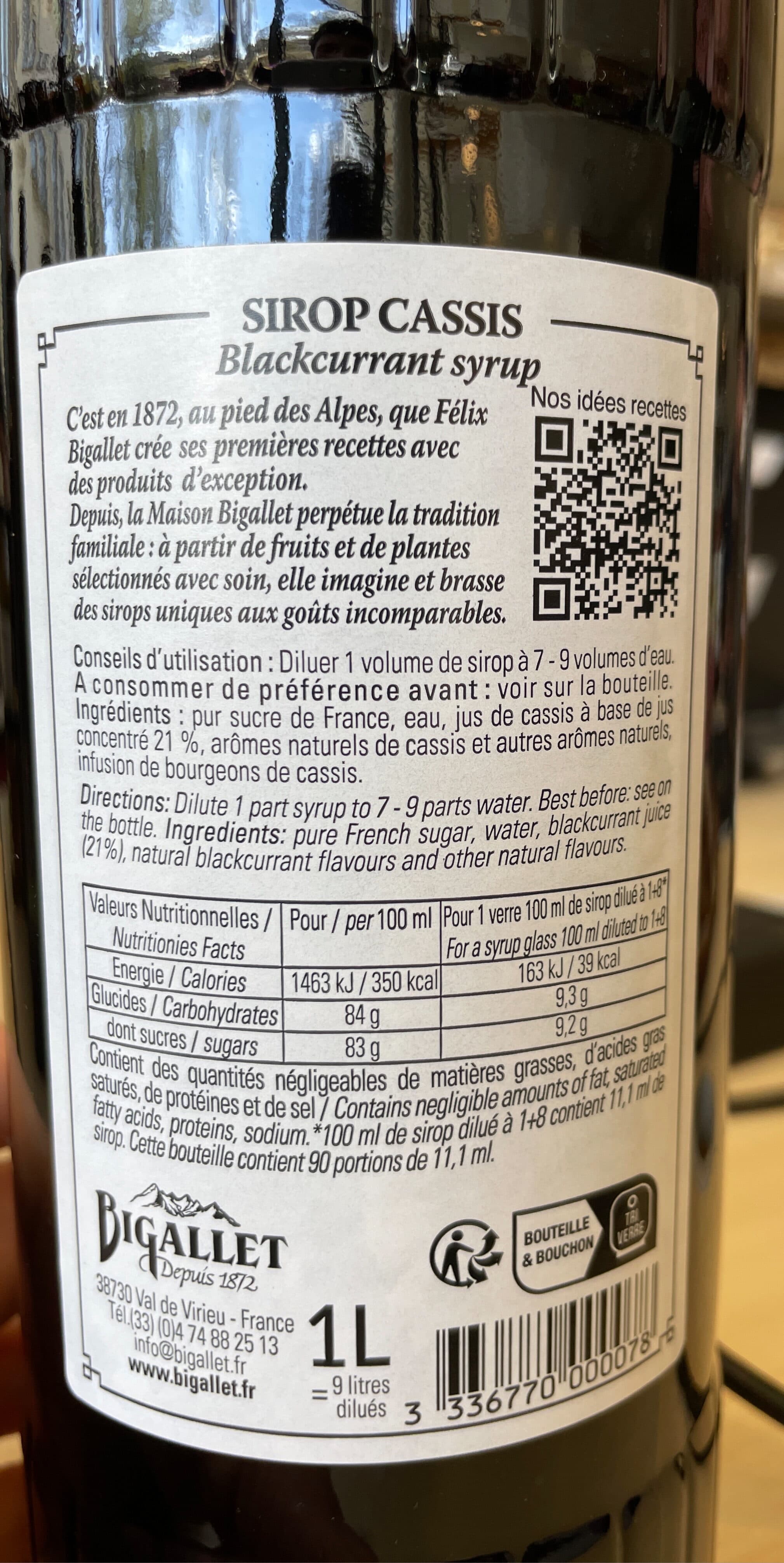 Bigallet Sirop de Cassis packshot