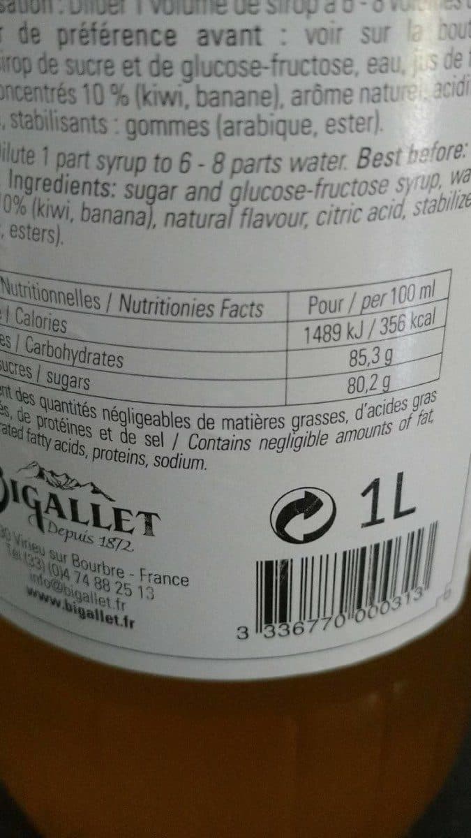 Bigallet Sirop Bigallet kiwi banane packshot
