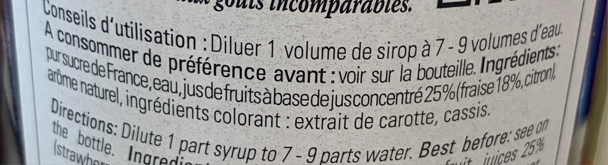Bigallet sirop de fraise fruitée packshot