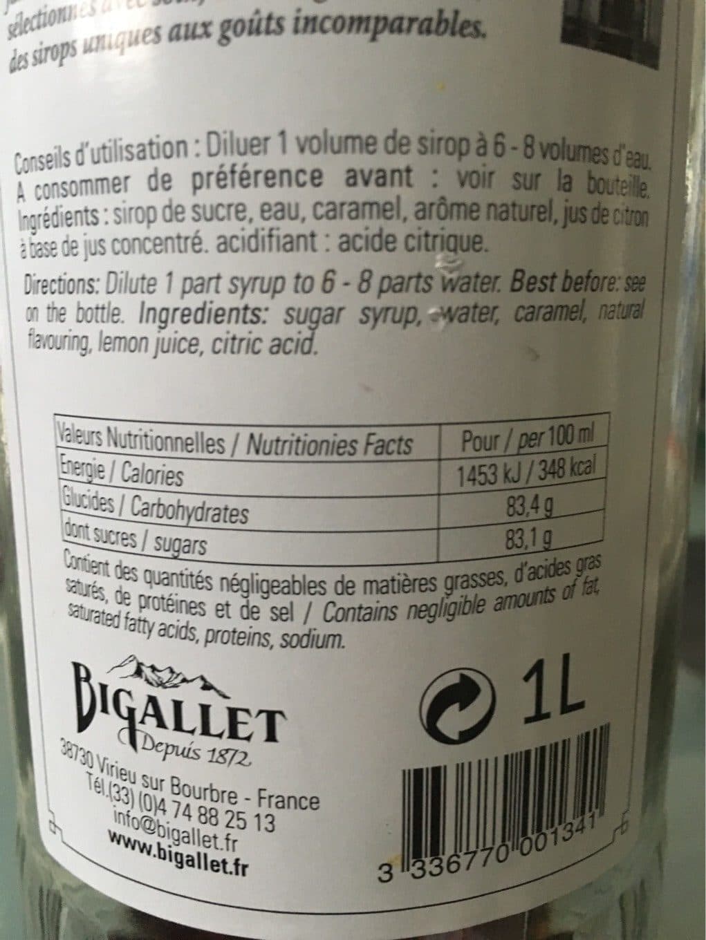 Bigallet Sirop de Cola packshot