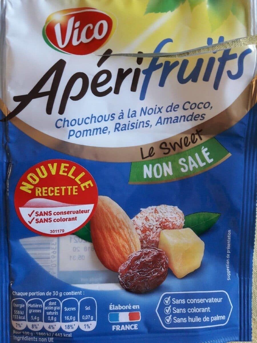 Apérifruits Apérifruits - Chouchous à la noix de coco, pomme, raisins, amandes packshot