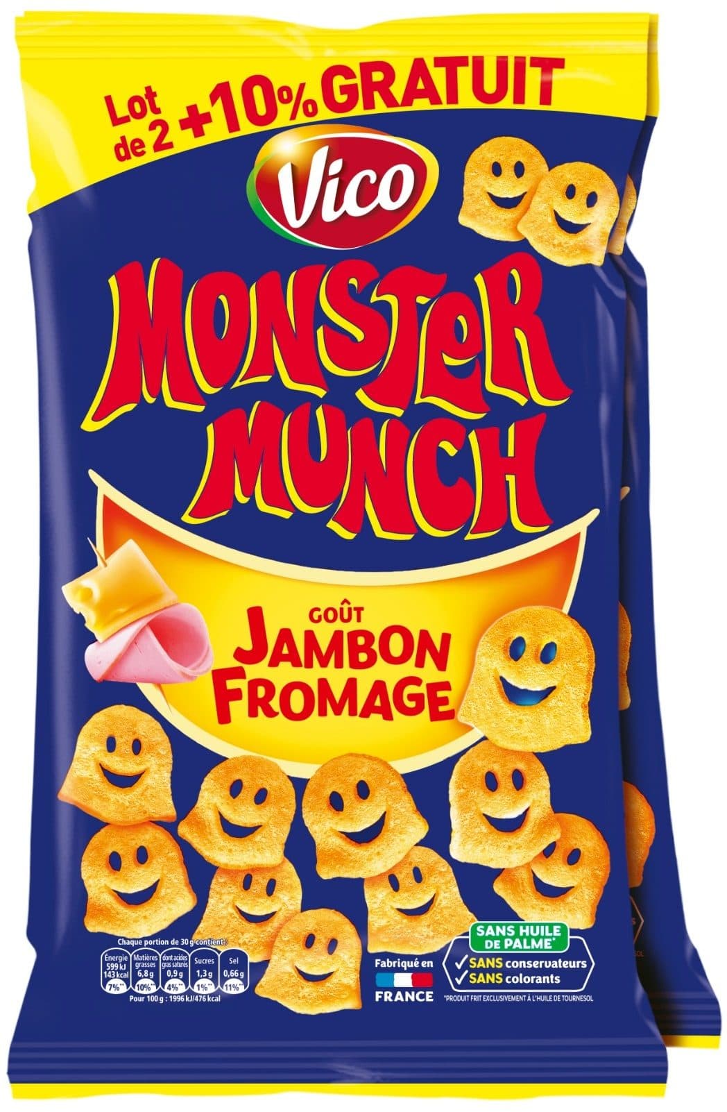 Intersnack Monster munch goût Jambon / Fromage (+10% gratuit) packshot