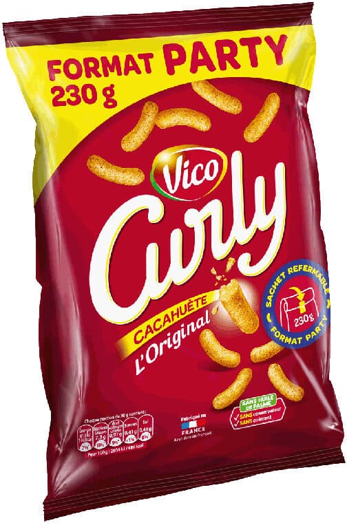 Vico Curly Cacahuète l'Original - Format Party 230 g packshot