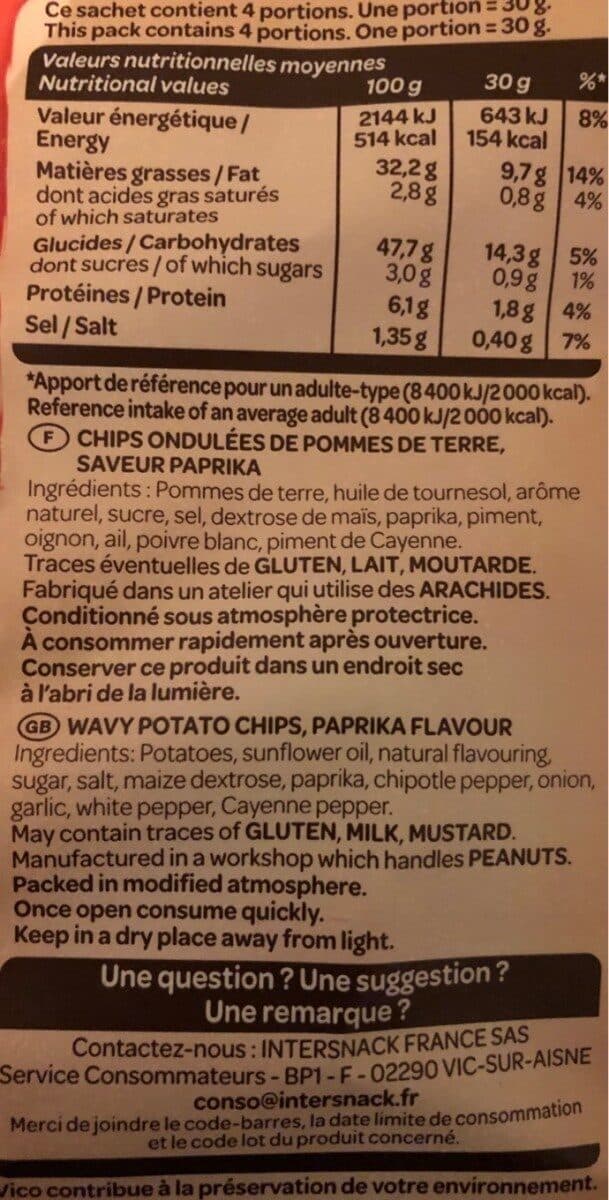 Intersnack Chips ondulées Vico, saveur Paprika packshot