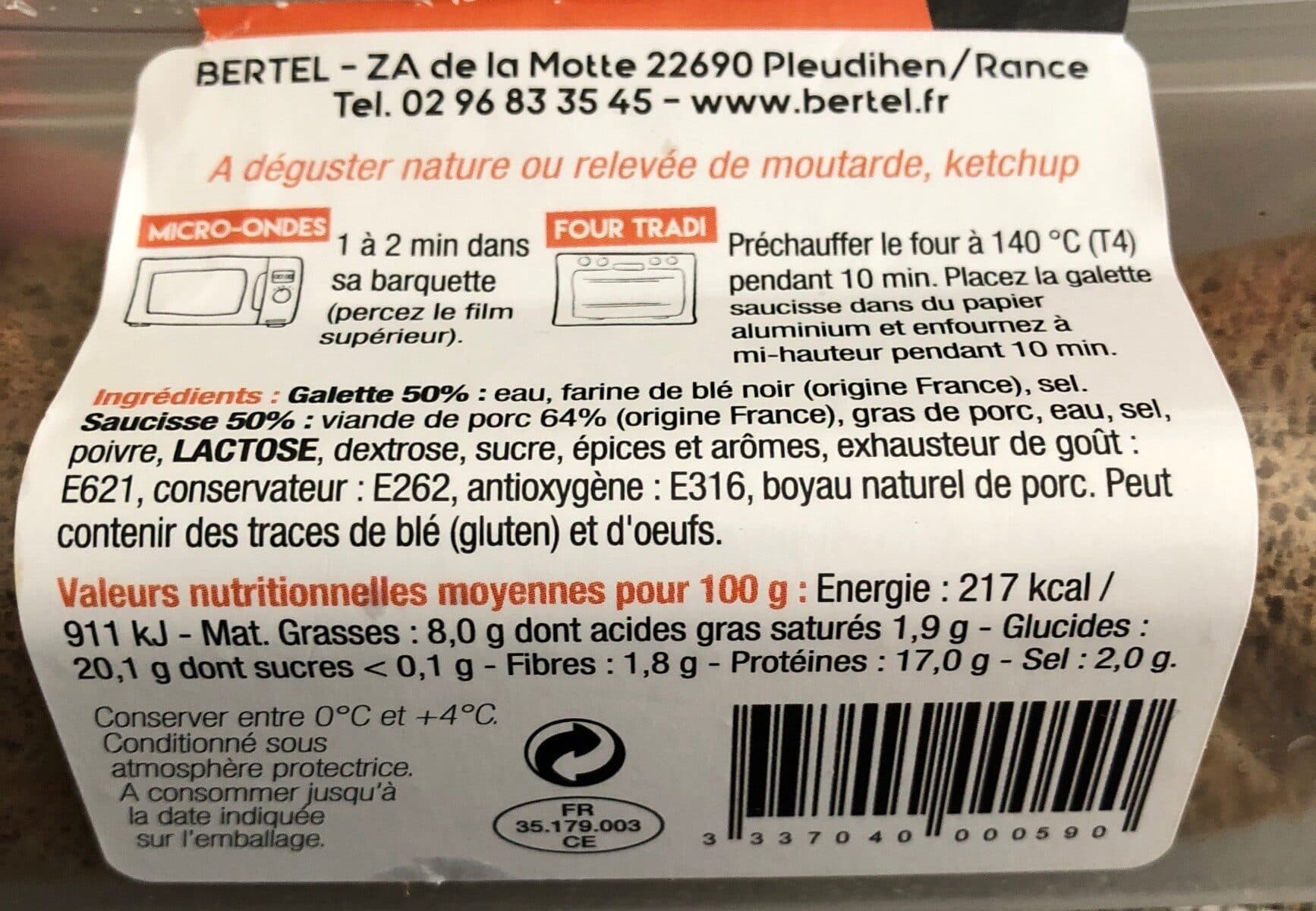 Bertel Galette Saucisse packshot