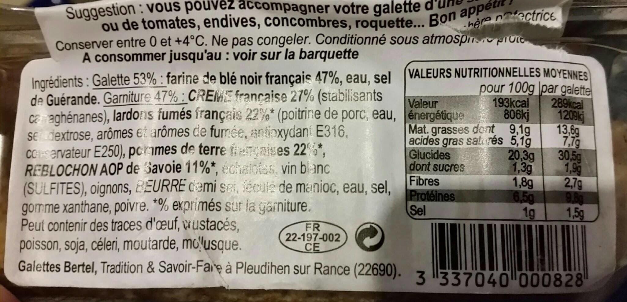 Galettes Bertel Galettes de ble noir garnies tartiflette packshot