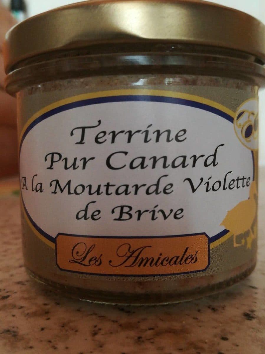 Les Amicales Terrine pur canard à la moutarde viloette de Brive packshot