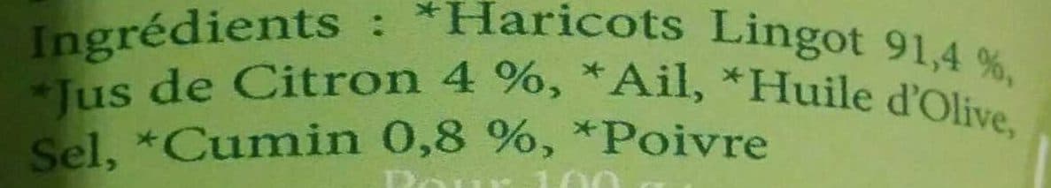 Elisabeth Patignac Houmous de haricots citron cumin packshot