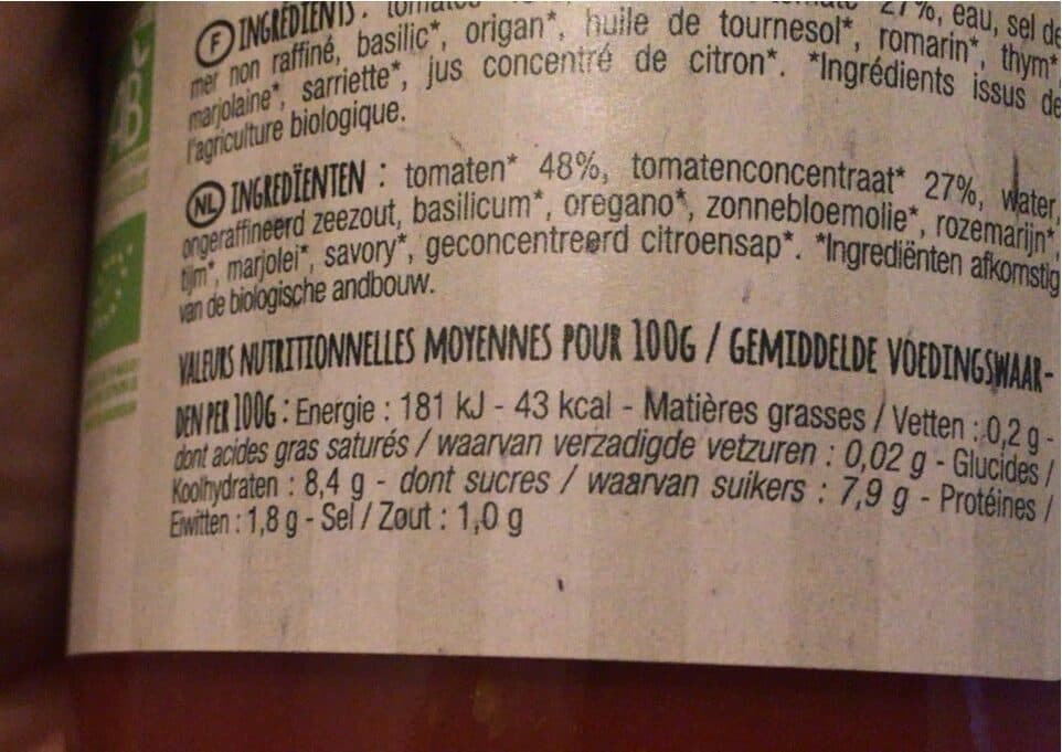 Les Mets de Provence Sauce Pizza Bio packshot