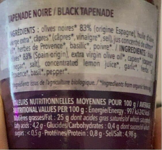 Les Mets De Provence Mets de Provence tapenade noire bocal packshot