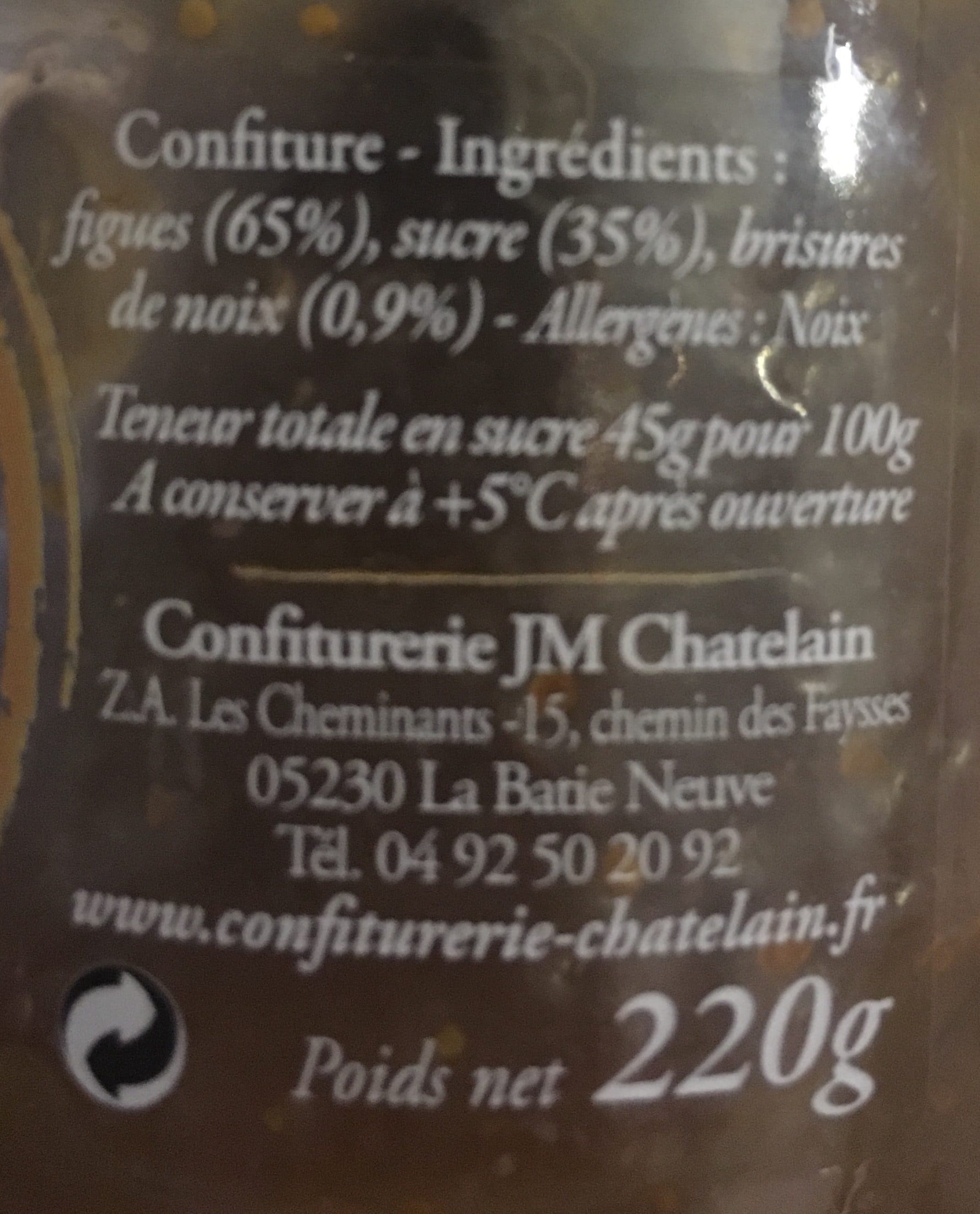 Confiturrerie Artisanale Jean Marc Chatelain Confiture Figues Noix packshot