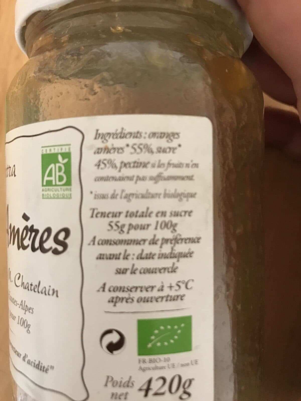 J.M.Chatelain Confiture extra orange amères packshot