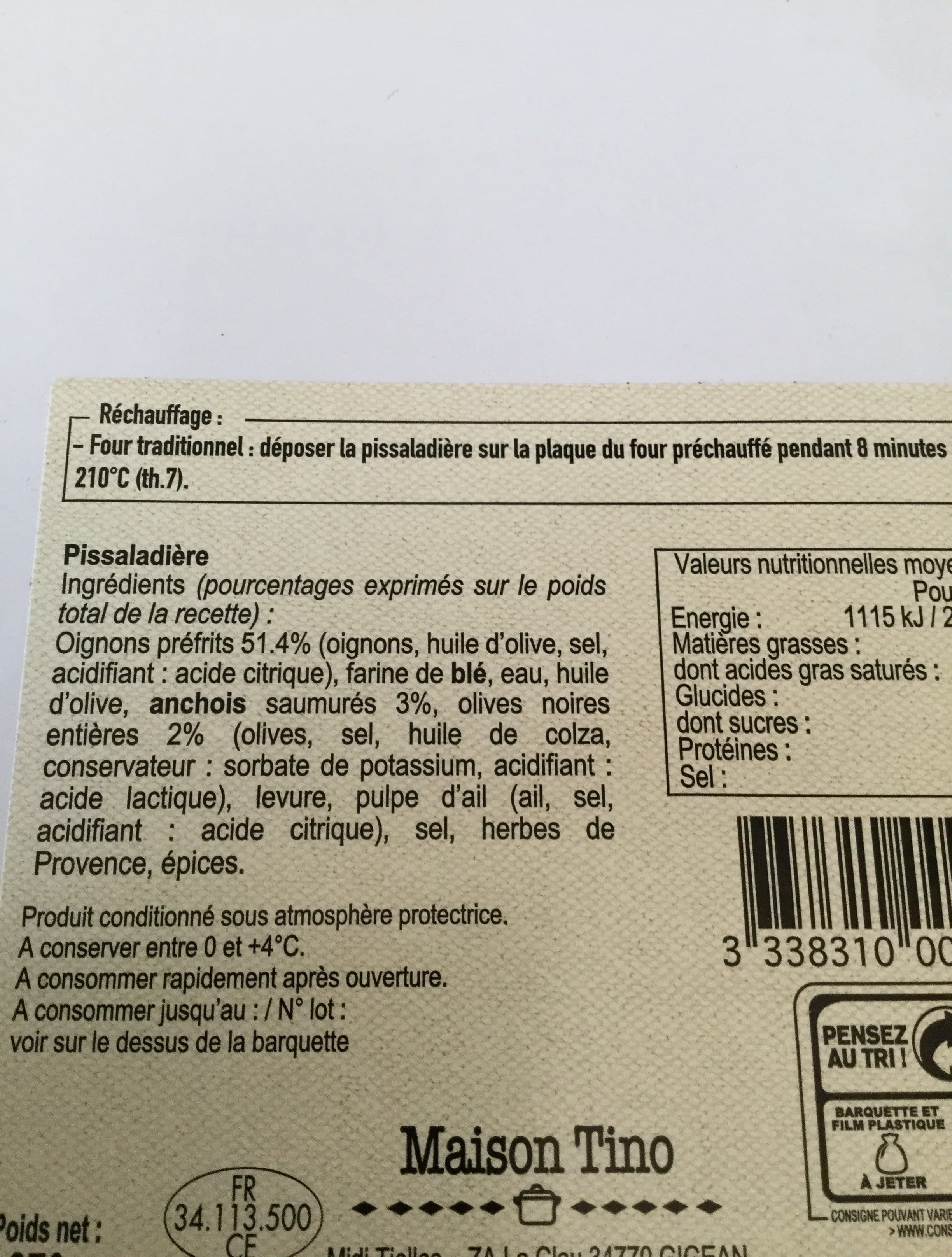 Maison Tino Pissaladière Fraiche packshot