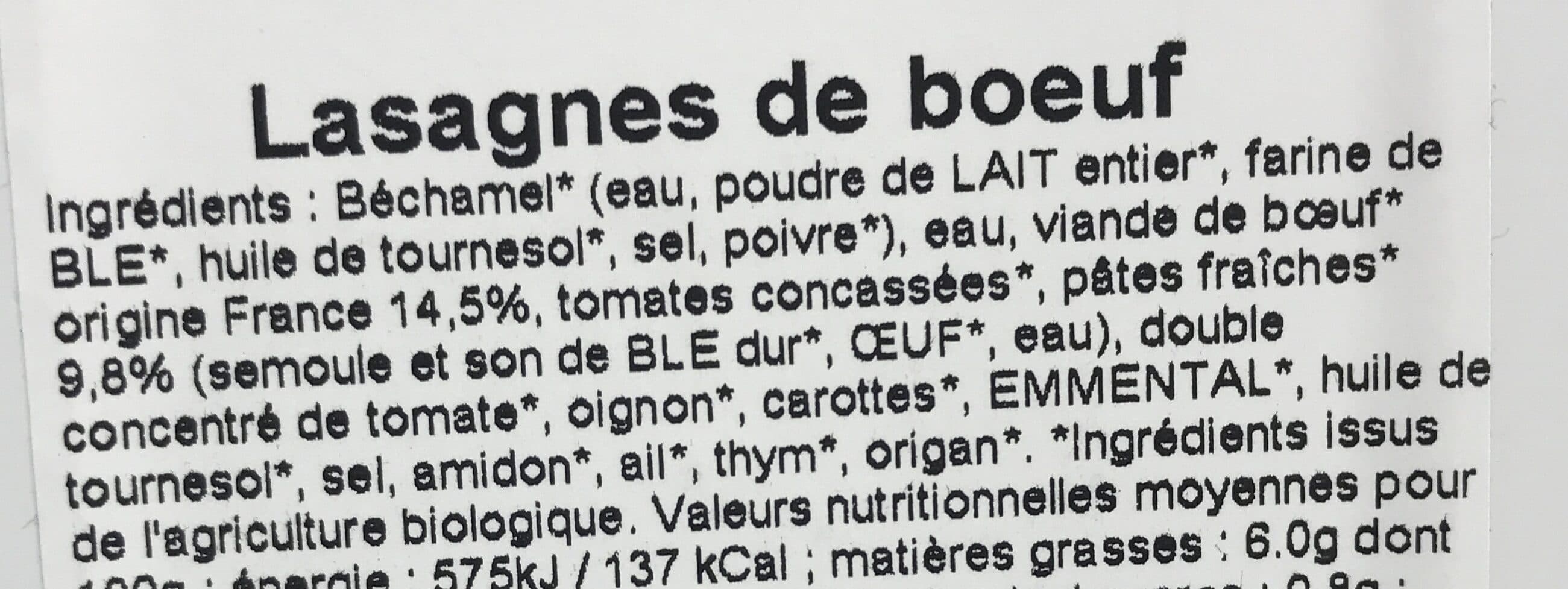 Maison tino Lasagnes de Bœuf packshot