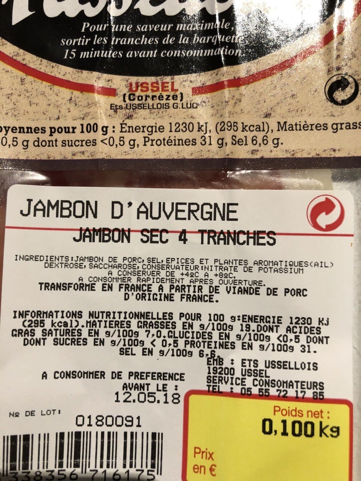 Open Food Facts Jambon d'Auvergne packshot