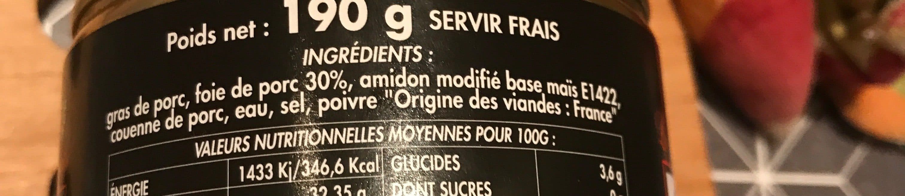 Open Food Facts Pâte de foie pur porc packshot