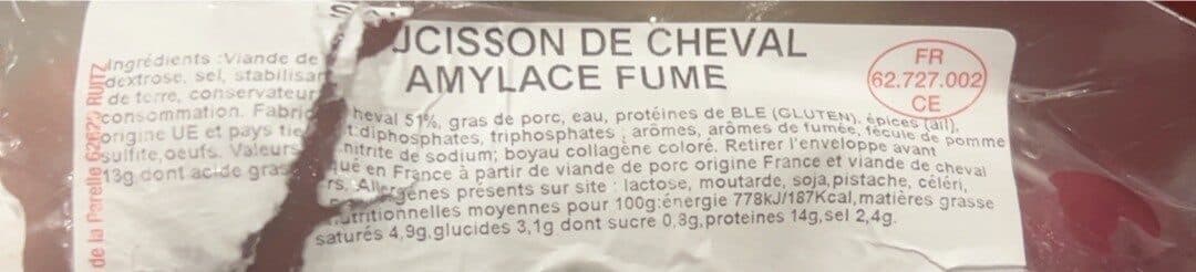 Vasseur Vasseur Saucisson Cheval Amylace packshot