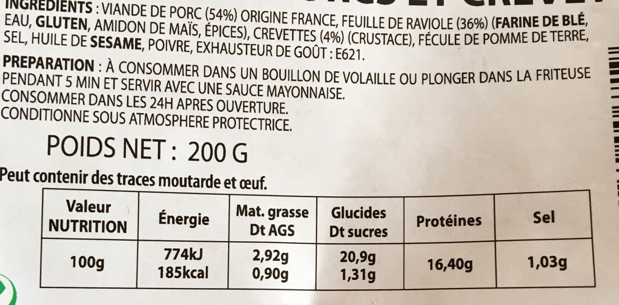 EA SARL Raviolis aux porcs et crevettes packshot