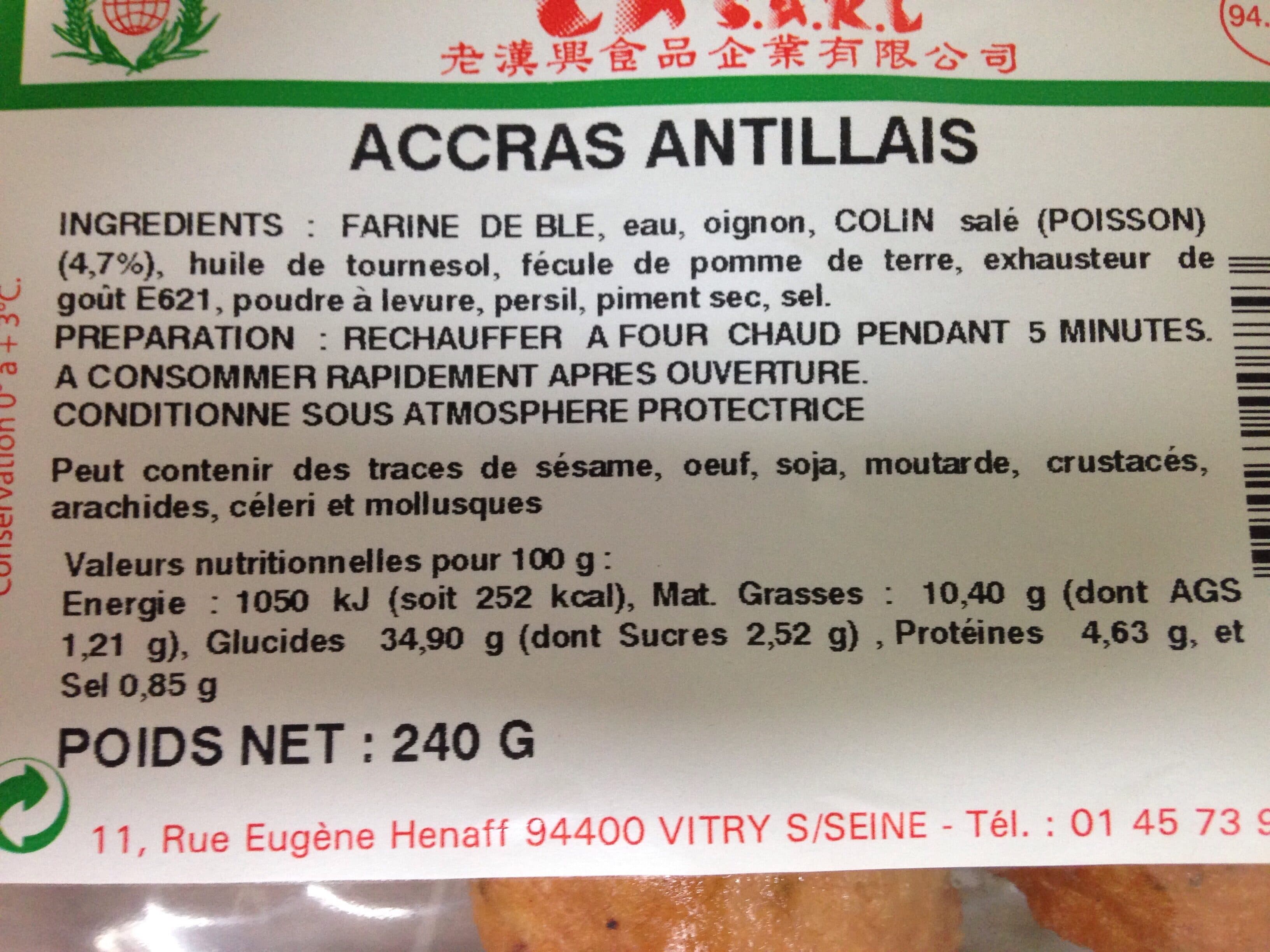 EA Sarl ACCRAS ANTILLAIS packshot