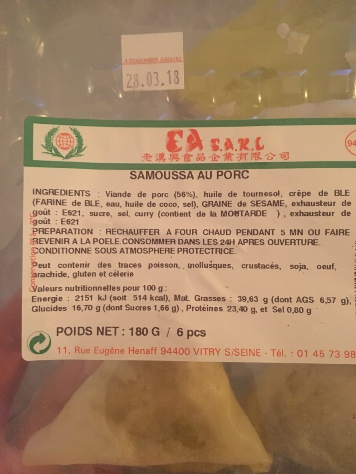 Open Food Facts Samoussa au porc packshot