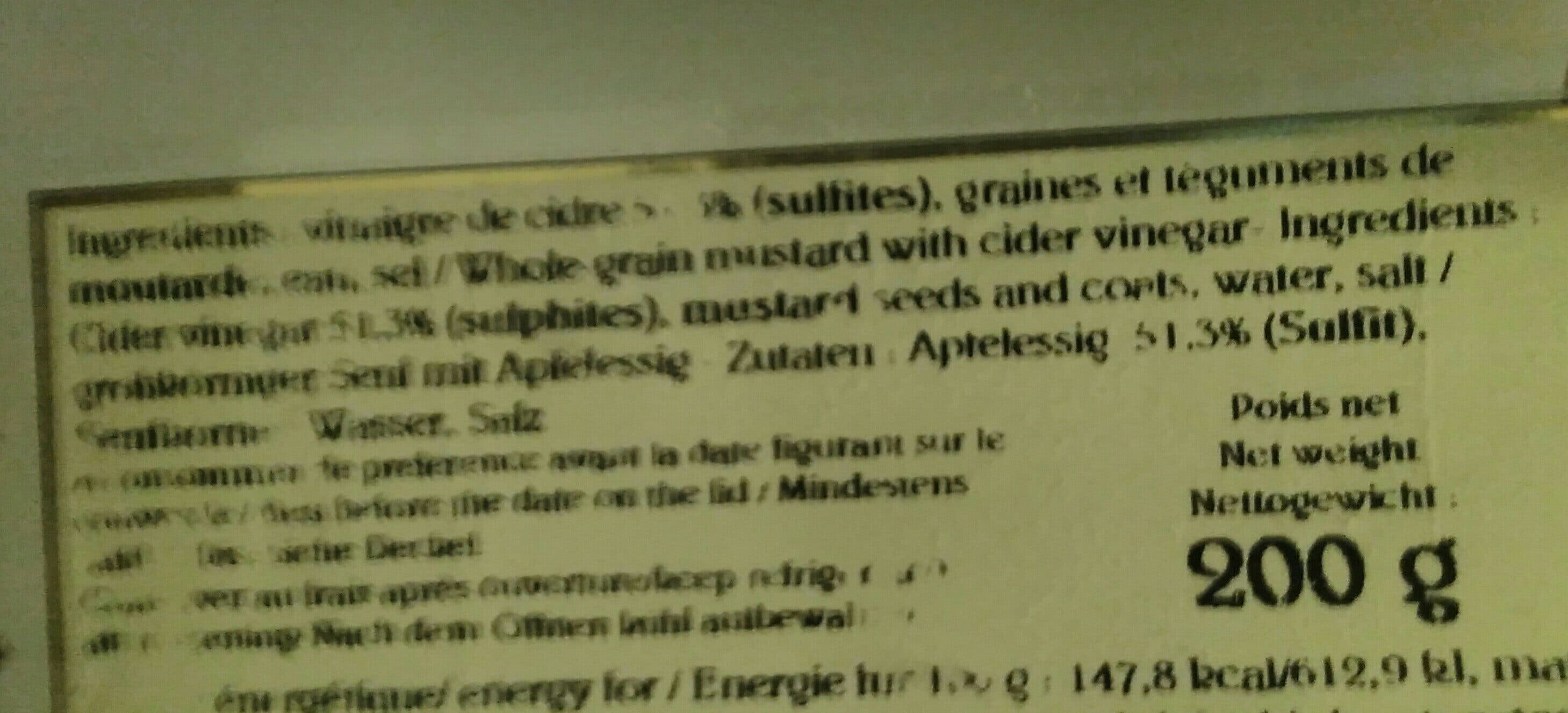 M. de TURENNE Moutarde à l'ancienne au vinaigre de cidre packshot