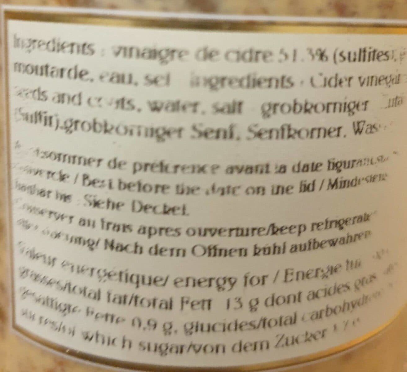 M. de TURENNE Moutarde à l'ancienne au vinaigre de cidre packshot
