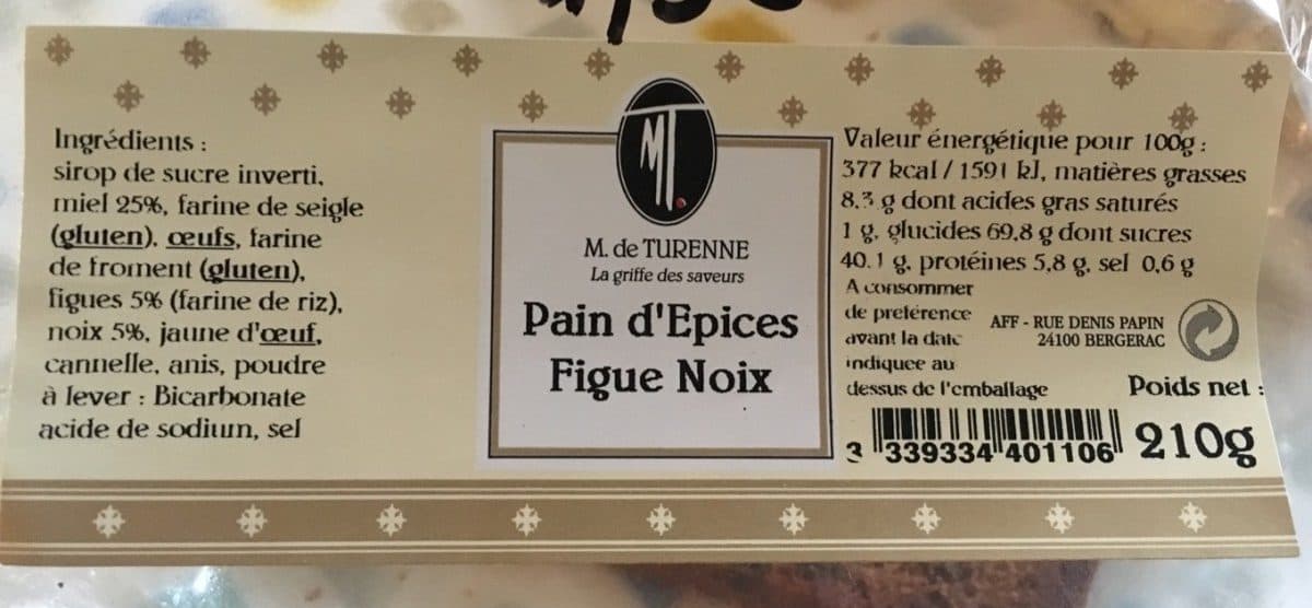 M. de Turenne Pain d'Epices Figue Noix packshot