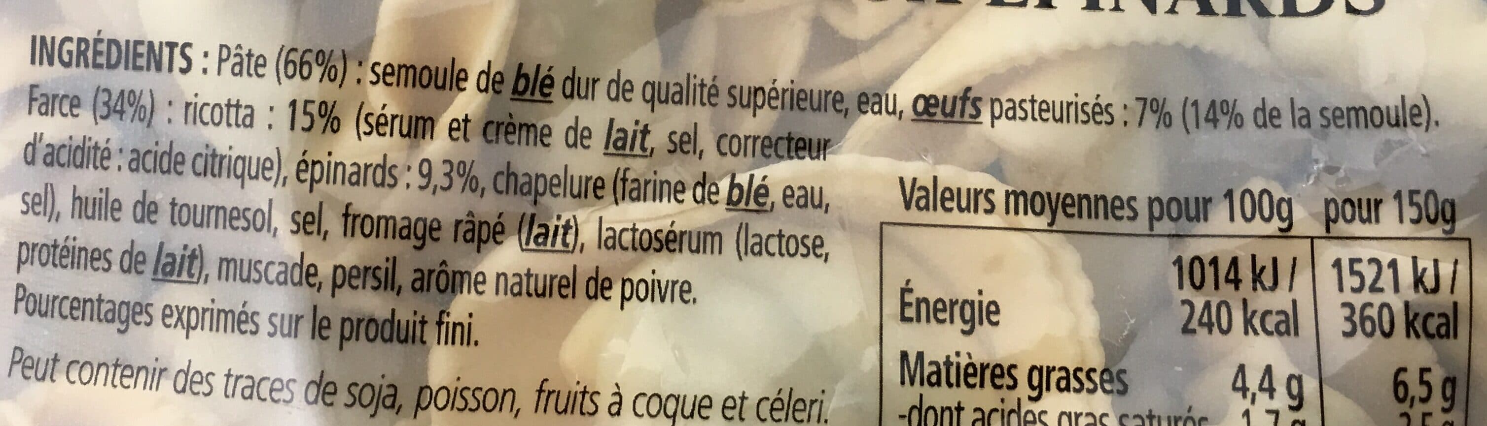 L'Atelier blini Tortelloni Ricotta Épinards packshot