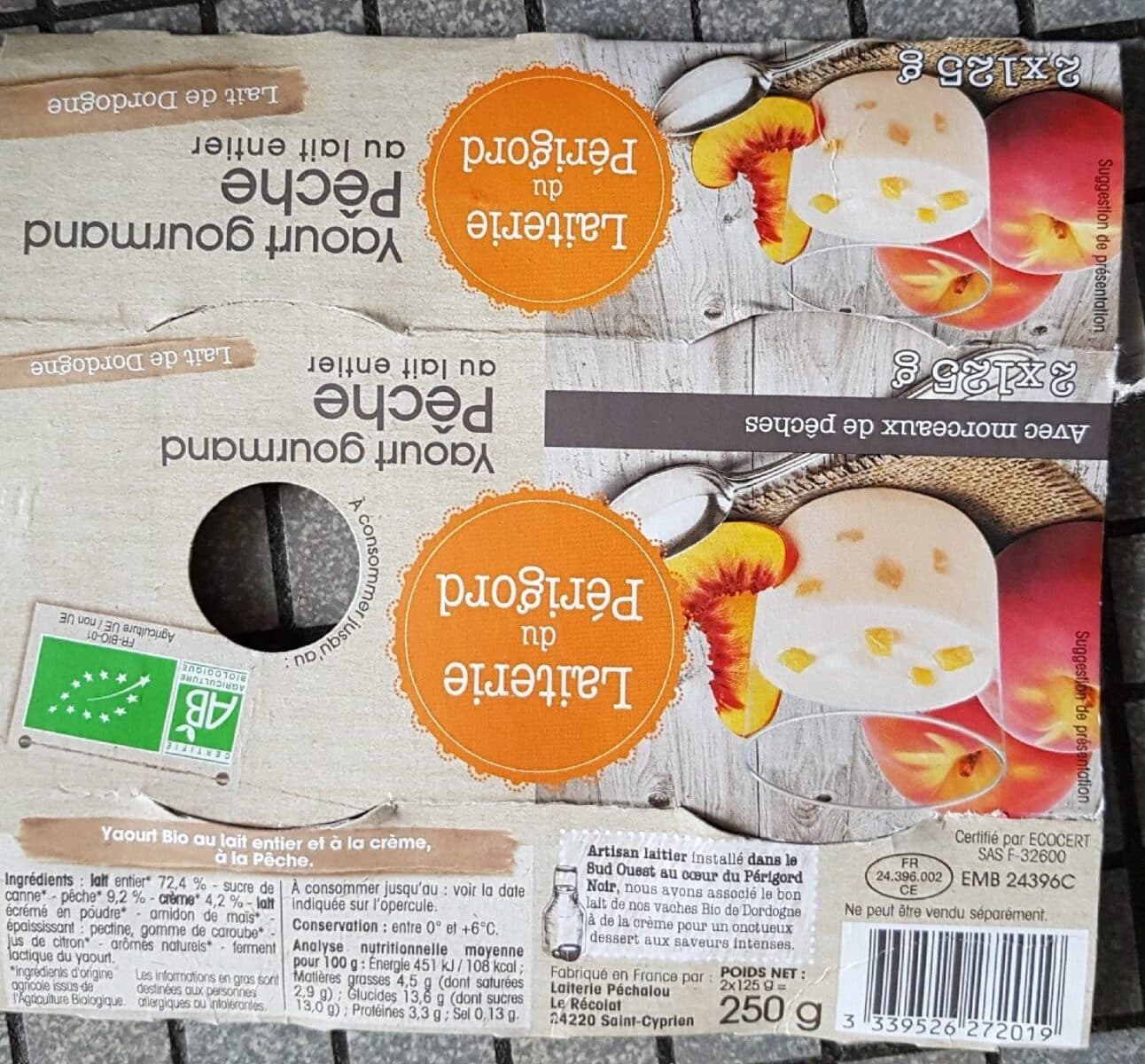 Laiterie du Périgord Yaourt gourmand pêche au lait entier packshot